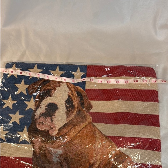 English Bulldog American Flag Carry All Bag with straps, canvas, NWT, 18”x18” - Picture 5 of 7